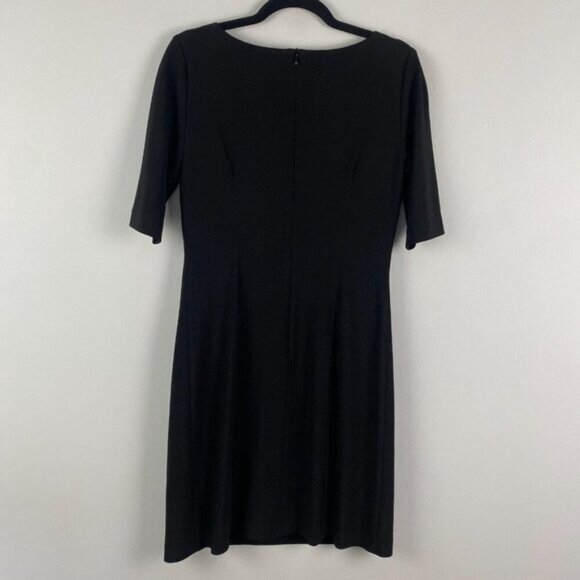 Joseph Ribkoff Stretch Fitted Dress Size 8 Black Silver Eyelets Half Sleeve - Picture 7 of 11